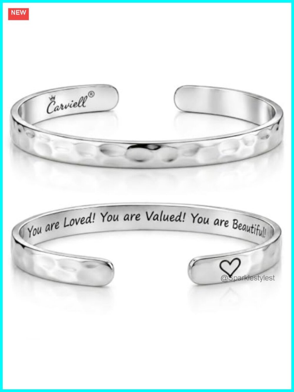 Stainless Steel Cuff Bracelet Engraved Inspirational Adjustable Bangle